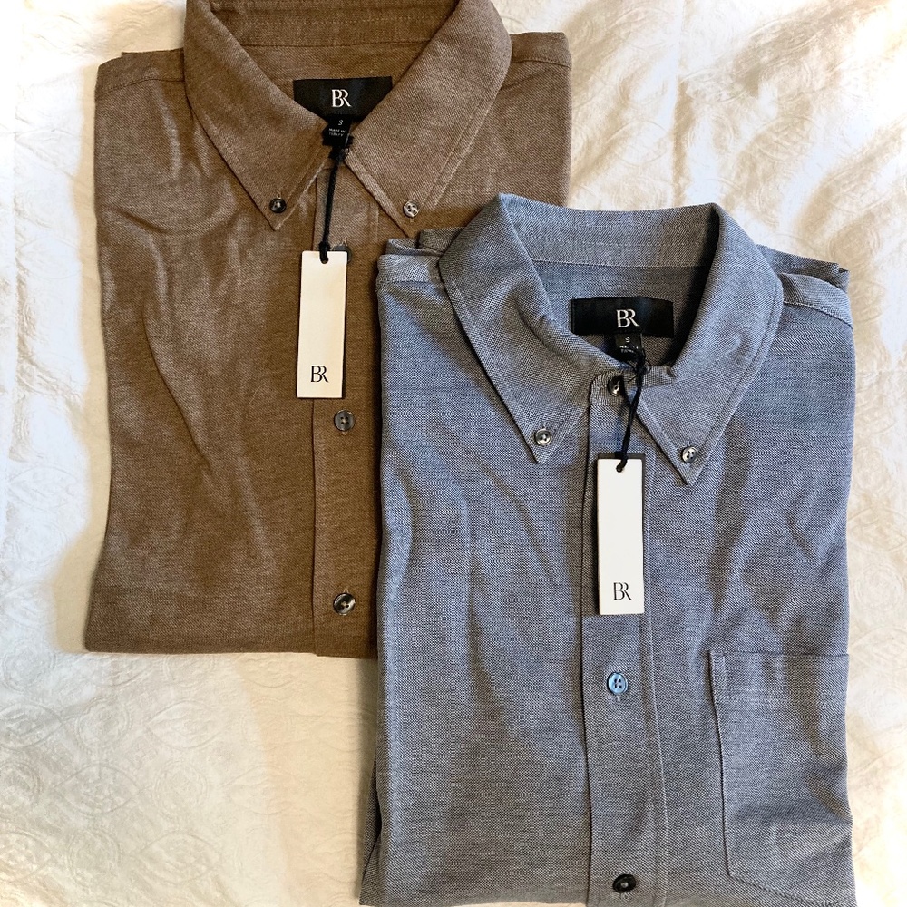 NWT Two (2) Luxury-Touch Pique Shirts (Long sleeve) from Banana Republic Factory